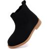 imageBMCiTYBM Toddler Girls Ankle Boots Low Heel Knitting Sock Short Chelsea Breathable Mesh Slip On Booties Dress Shoes All SeasonBlack