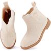 imageBMCiTYBM Toddler Girls Ankle Boots Low Heel Knitting Sock Short Chelsea Breathable Mesh Slip On Booties Dress Shoes All SeasonCamel