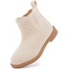 imageBMCiTYBM Toddler Girls Ankle Boots Low Heel Knitting Sock Short Chelsea Breathable Mesh Slip On Booties Dress Shoes All SeasonCamel