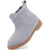 imageBMCiTYBM Toddler Girls Ankle Boots Low Heel Knitting Sock Short Chelsea Breathable Mesh Slip On Booties Dress Shoes All SeasonGrey