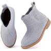 imageBMCiTYBM Toddler Girls Ankle Boots Low Heel Knitting Sock Short Chelsea Breathable Mesh Slip On Booties Dress Shoes All SeasonGrey