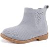 imageBMCiTYBM Toddler Girls Ankle Boots Low Heel Knitting Sock Short Chelsea Breathable Mesh Slip On Booties Dress Shoes All SeasonGrey