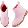 imageBMCiTYBM Toddler Girls Ankle Boots Low Heel Knitting Sock Short Chelsea Breathable Mesh Slip On Booties Dress Shoes All SeasonPink