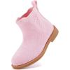 imageBMCiTYBM Toddler Girls Ankle Boots Low Heel Knitting Sock Short Chelsea Breathable Mesh Slip On Booties Dress Shoes All SeasonPink