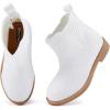 imageBMCiTYBM Toddler Girls Ankle Boots Low Heel Knitting Sock Short Chelsea Breathable Mesh Slip On Booties Dress Shoes All SeasonWhite