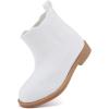 imageBMCiTYBM Toddler Girls Ankle Boots Low Heel Knitting Sock Short Chelsea Breathable Mesh Slip On Booties Dress Shoes All SeasonWhite