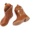 imageBMCiTYBM Toddler Girls Cowgirl Boots Little Kids Mid Calf Western Boots Flower Cowboy Boots Pointed Toe Riding Shoes1brown