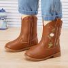 imageBMCiTYBM Toddler Girls Cowgirl Boots Little Kids Mid Calf Western Boots Flower Cowboy Boots Pointed Toe Riding Shoes1brown