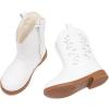 imageBMCiTYBM Toddler Girls Cowgirl Boots Little Kids Mid Calf Western Boots Flower Cowboy Boots Pointed Toe Riding Shoes2white