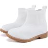 imageBMCiTYBM Toddler Girls Ankle Boots Low Heel Knitting Sock Short Chelsea Breathable Mesh Slip On Booties Dress Shoes All SeasonWhite