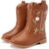 imageBMCiTYBM Toddler Girls Cowgirl Boots Little Kids Mid Calf Western Boots Flower Cowboy Boots Pointed Toe Riding Shoes1brown