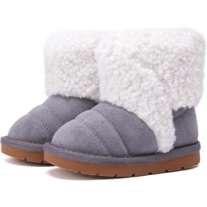 imageBMCiTYBM Baby Snow Boots Infant Boy Girl Winter Boots Nonslip Lightweight Outdoor Warm Shoes for Cold Weather 6 9 12 18 24 MonthsInfantToddlerDgrey