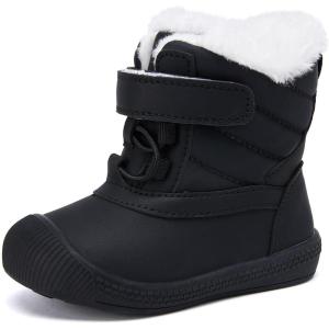 imageBMCiTYBM Baby Snow Boots Toddler Boy Girl Waterproof Winter Warm Booties Nonslip Lightweight Outdoor Shoes for First Walkers InfantToddlerAblack