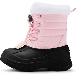 imageBMCiTYBM Kids Snow Boots Boys Girls Toddler Winter Waterproof Shoes Cold Weather Outdoor Lightweight ToddlerLittle KidsBig Kids5pinkBlack