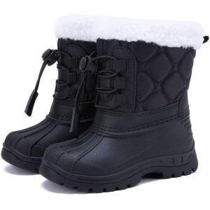 imageBMCiTYBM Kids Snow Boots Boys Girls Toddler Winter Waterproof Shoes Cold Weather Outdoor Lightweight ToddlerLittle KidsBig KidsDark Black