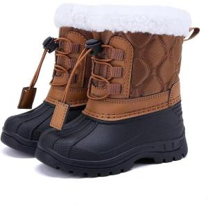 imageBMCiTYBM Kids Snow Boots Boys Girls Toddler Winter Waterproof Shoes Cold Weather Outdoor Lightweight ToddlerLittle KidsBig KidsDark Brown