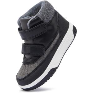 imageBMCiTYBM Toddler Snow Boots Boys Girls Winter Warm Shoes High Top Outdoor Sneakers for Cold WeatherBblack
