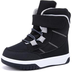 imageBMCiTYBM Toddler Snow Boots Boys Girls Winter Warm Shoes High Top Outdoor Sneakers for Cold WeatherDblack