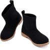 imageBMCiTYBM Toddler Girls Knitted Boots Breathable Low Heel Booties Pointed Toe Slip On Sock Shoes for All SeasonsBlack