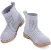 imageBMCiTYBM Toddler Girls Knitted Boots Breathable Low Heel Booties Pointed Toe Slip On Sock Shoes for All SeasonsGrey