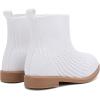 imageBMCiTYBM Toddler Girls Knitted Boots Breathable Low Heel Booties Pointed Toe Slip On Sock Shoes for All SeasonsWhite