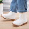 imageBMCiTYBM Toddler Girls Knitted Boots Breathable Low Heel Booties Pointed Toe Slip On Sock Shoes for All SeasonsWhite