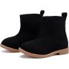 imageBMCiTYBM Toddler Girls Knitted Boots Breathable Low Heel Booties Pointed Toe Slip On Sock Shoes for All SeasonsBlack