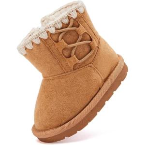 imageBMCiTYBM Girls Boys Snow Boots Warm Winter Fur Lined Baby Shoes InfantToddlerLittle Kid92camel
