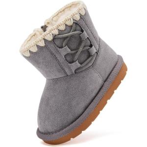 imageBMCiTYBM Girls Boys Snow Boots Warm Winter Fur Lined Baby Shoes InfantToddlerLittle Kid92grey