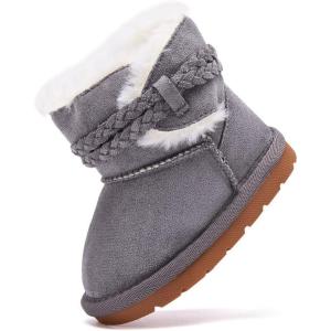 imageBMCiTYBM Girls Boys Snow Boots Warm Winter Fur Lined Baby Shoes InfantToddlerLittle Kid98grey