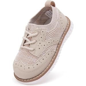 imageBMCiTYBM Toddler Boys Girls Slip On Shoes Comfortable Walking Sneakers Mesh Oxford Casual Dress Shoes School Uniform LoafersBkhaki