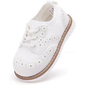 imageBMCiTYBM Toddler Boys Girls Slip On Shoes Comfortable Walking Sneakers Mesh Oxford Casual Dress Shoes School Uniform LoafersBwhite