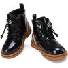 imageBMCiTYBM Toddler Girls Boots Round Toe Lace Up Combat Boots Riding Ankle Calf Shoes for All SeasonsToddlerLittle KidAgittler Black