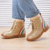 imageBMCiTYBM Toddler Girls Boots Round Toe Lace Up Combat Boots Riding Ankle Calf Shoes for All SeasonsToddlerLittle KidAgittler Gold