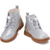 imageBMCiTYBM Toddler Girls Boots Round Toe Lace Up Combat Boots Riding Ankle Calf Shoes for All SeasonsToddlerLittle KidAgittler Silver