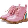 imageBMCiTYBM Toddler Girls Boots Round Toe Lace Up Combat Boots Riding Ankle Calf Shoes for All SeasonsToddlerLittle KidAgittler Pink
