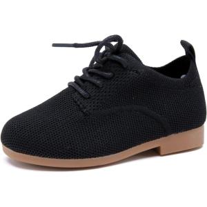 imageBMCiTYBM Toddler Girl Dressy Shoes Comfortable Knit Casual Oxford Shoes School Uniform Loafer FlatsAblack