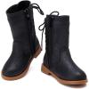 imageBMCiTYBM Toddler Boots Girls Fashion Ridding Booties Mid Calf Side Zipper Shoes for All SeasonsToddlerLittle KidAblack