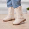 imageBMCiTYBM Toddler Boots Girls Fashion Ridding Booties Mid Calf Side Zipper Shoes for All SeasonsToddlerLittle KidBcamel