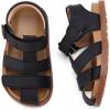 imageBMCiTYBM Toddler Boys Girls Sandals Open Toe Arch Support Slides Adjustable Straps Cork Footbed Slippers for Indoor OutdoorBblack