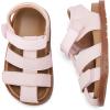 imageBMCiTYBM Toddler Boys Girls Sandals Open Toe Arch Support Slides Adjustable Straps Cork Footbed Slippers for Indoor OutdoorBpink