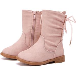 imageBMCiTYBM Toddler Boots Girls Fashion Ridding Booties Mid Calf Side Zipper Shoes for All SeasonsToddlerLittle KidApink