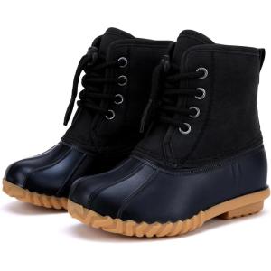 imageBMCiTYBM Toddler Winter Boots Waterproof Duck Snow Boots Boys Girls High Top Outdoor Warm Shoes for Cold Weather ToddlerLittle KidsBlack