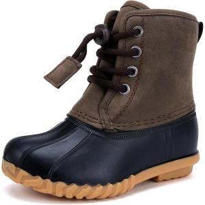 imageBMCiTYBM Toddler Winter Boots Waterproof Duck Snow Boots Boys Girls High Top Outdoor Warm Shoes for Cold Weather ToddlerLittle KidsDark Brown