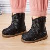 imageBMCiTYBM Baby Cowboy Cowgirl Boots Infant Western Shoes Boys Girls Round Toe Boots All Seasons 624 MonthsGlitterblack