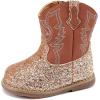 imageBMCiTYBM Baby Cowboy Cowgirl Boots Infant Western Shoes Boys Girls Round Toe Boots All Seasons 624 MonthsGlitterbrown