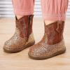 imageBMCiTYBM Baby Cowboy Cowgirl Boots Infant Western Shoes Boys Girls Round Toe Boots All Seasons 624 MonthsGlitterbrown