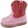 imageBMCiTYBM Baby Cowboy Cowgirl Boots Infant Western Shoes Boys Girls Round Toe Boots All Seasons 624 MonthsGlitterrose