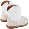 imageBMCiTYBM Baby Cowboy Cowgirl Boots Infant Western Shoes Boys Girls Round Toe Boots All Seasons 624 MonthsGlitterwhite