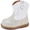 imageBMCiTYBM Baby Cowboy Cowgirl Boots Infant Western Shoes Boys Girls Round Toe Boots All Seasons 624 MonthsGlitterwhite